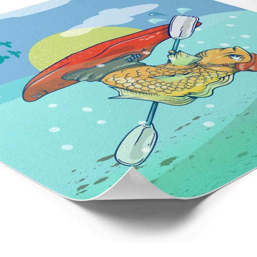 Poster Poisson en kayak (Coin)