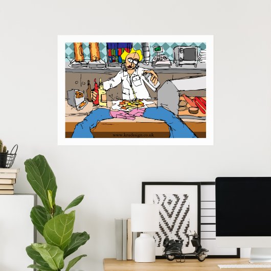 Poster Poisson et chips (Bureau à domicile)