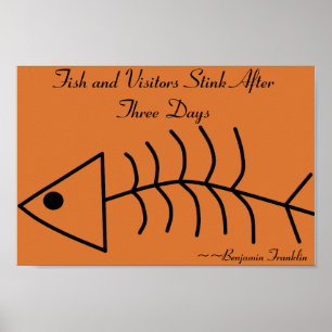 Poster Poisson et visiteurs puent après trois jours impre