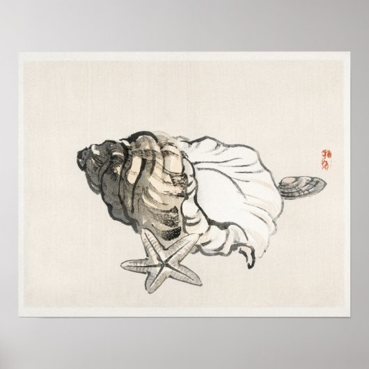 Poster Poisson étoilé et Conchby Kōno Bairei (1844-1895) (Devant)