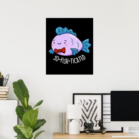Poster Poisson Funny à la chaudière à poisson foncé BG (Bureau à domicile)