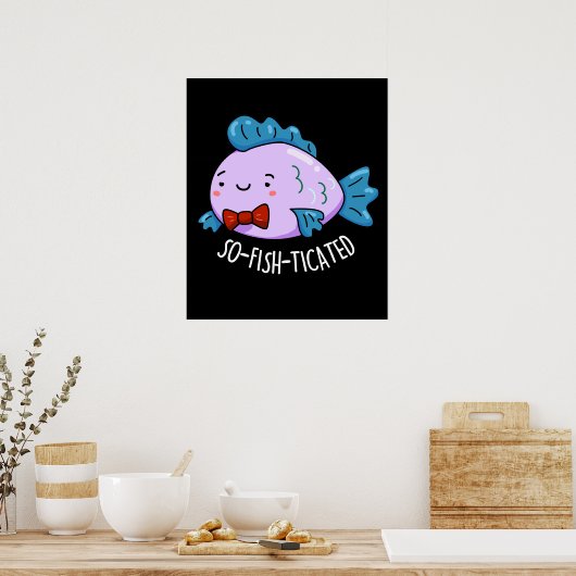 Poster Poisson Funny à la chaudière à poisson foncé BG (Cuisine)