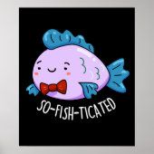 Poster Poisson Funny à la chaudière à poisson foncé BG (Devant)