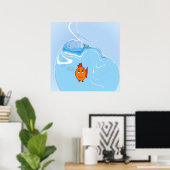 Poster Poisson inquiet avec des bulles (Bureau à domicile)