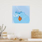 Poster Poisson inquiet avec des bulles (Cuisine)