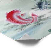 Poster Poisson Koi avec Lotus (Coin)