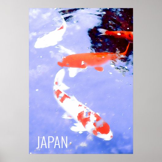Poster Poisson koi dans l'étang Japon imprimé voyage (Devant)