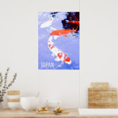 Poster Poisson koi dans l'étang Japon imprimé voyage (Cuisine)