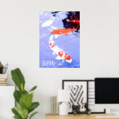 Poster Poisson koi dans l'étang Japon imprimé voyage (Bureau à domicile)