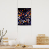 POSTER POISSON KOI EN FLEURS (Cuisine)
