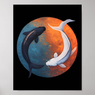 Poster Poisson Koi Japonais Yin Et Yang Hommes Femmes Pêc