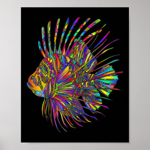 Poster Poisson Lion Coloré Poisson Lion