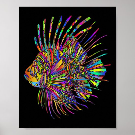 Poster Poisson Lion Coloré Poisson Lion (Devant)
