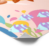 Poster Poisson mignon dans l'océan rose, (Coin)