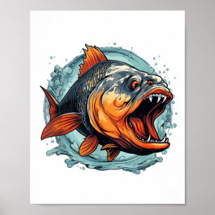 Poster Poisson Monstre Cool Pour Amateurs De Piranhas _1
