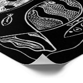 Poster Poisson Motif Noir Et Blanc Art Moderne Imprimer (Coin)