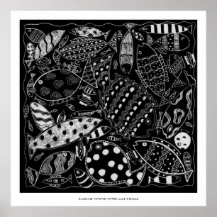 Poster Poisson Noir Et Blanc Motif Art Moderne Imprimer