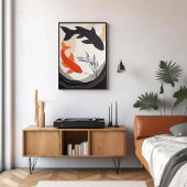Poster Poisson noir et orange Koi Peinture esthétique