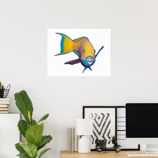 Poster Poisson perroquet - Conception abstraite - Découpé (Bureau à domicile)