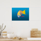 Poster Poisson-perroquet en gros plan ! Fond bleu dégradé (Cuisine)