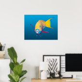 Poster Poisson-perroquet en gros plan ! Fond bleu dégradé (Bureau à domicile)