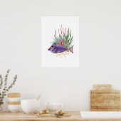 Poster Poisson pourpre et or Aquarelle simple (Cuisine)