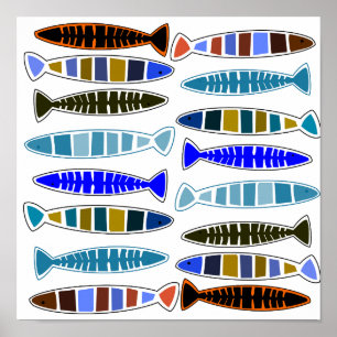 Poster Poisson rayé multicolore Thunder_Cove