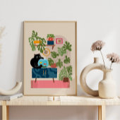 Poster Poisson Rouge Chat Noir Amateur de Chat joueur