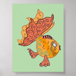 Poster Poisson rouge d'art populaire fantaisiste | Fantai