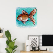 Poster Poisson rouge fantaisie (Bureau à domicile)