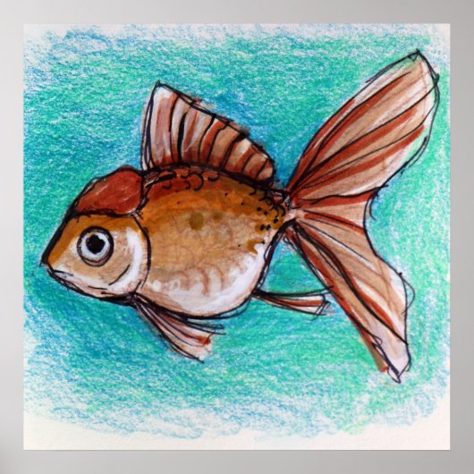 Poster Poisson rouge fantaisie (Devant)