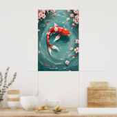 Poster Poisson Rouge Koi Art Japonais Vintage (Cuisine)