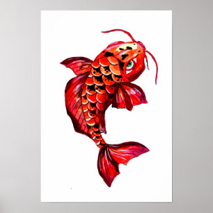 Poster Poisson rouge Koi Karp