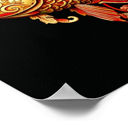 Poster Poisson rouge peinture foncée (Coin)