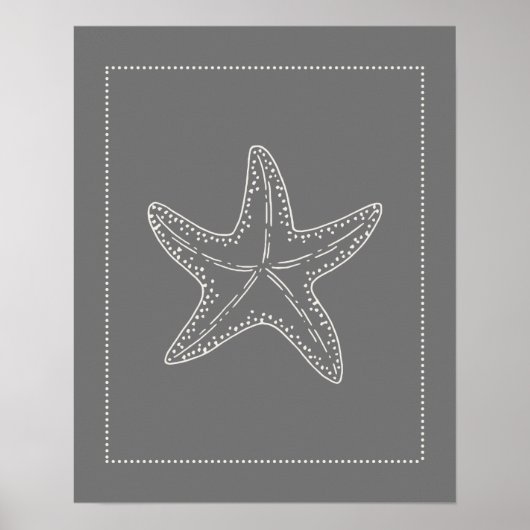 Poster Poisson Starfish style Hamptons (Devant)