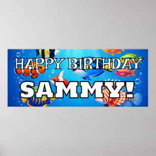 Poster Poisson tropical personnalisé JOYEUX ANNIVERSAIRE