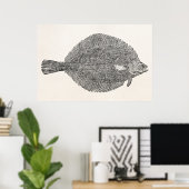 Poster Poisson vintage de plie de fond de la baie - Modèl (Bureau à domicile)