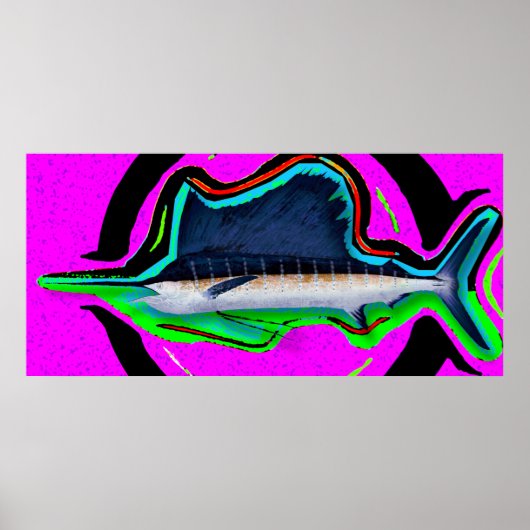 Poster Poisson-voilier Pacifique Opt-Art (Devant)