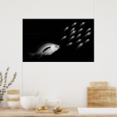 POSTER POISSON XRAY CHASE NOIR GRIS (Cuisine)