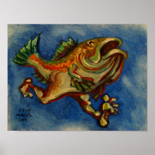 Poster Poissons avec des jambes