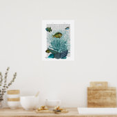 Poster Poissons, coquillages bleus et coraux (Cuisine)
