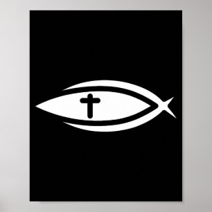 Poster Poissons Croix Jésus Prières Chrétiennes Hommes Fe
