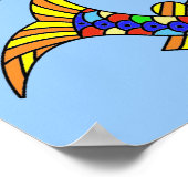 Poster Poissons de Pop Art Fancy Poissons Bleu clair (Coin)