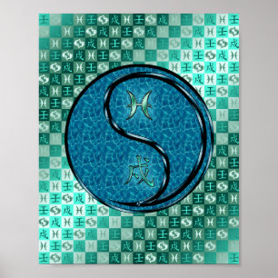Poster Poissons et Chien d'eau