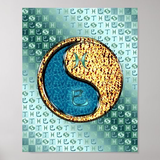 Poster Poissons et serpent à feu (Devant)