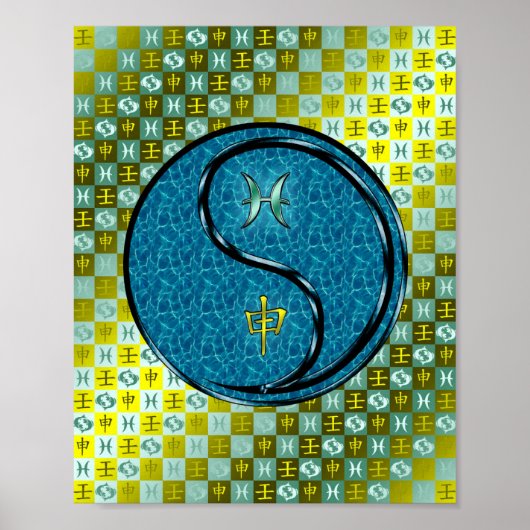 Poster Poissons et singe de l'eau (Devant)