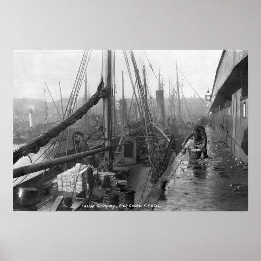 Poster Poissons, Grimsby, début du 20e siècle (Devant)