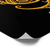 Poster Poissons jaunes complexes Zodiac sur noir (Coin)