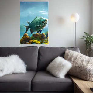 Poster Poissons nageant dans la mer   Art AI