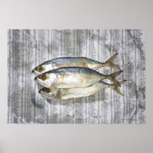 Poster Poissons sur le journal financier, vue élevée